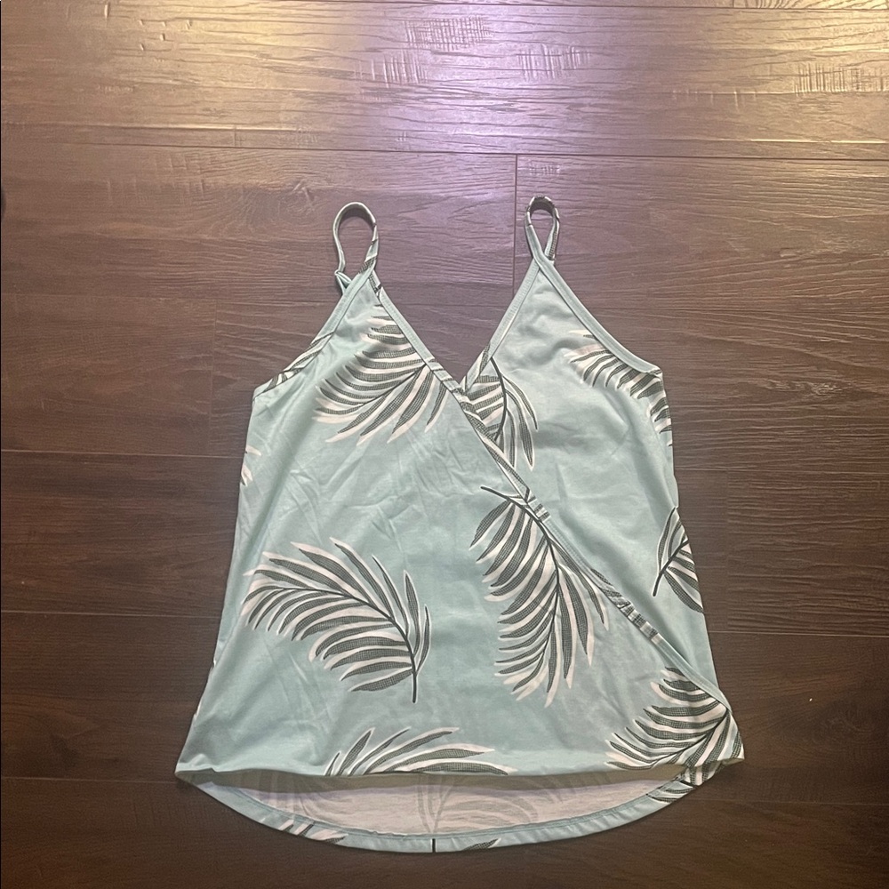 Leaf Print Blue Women's Top